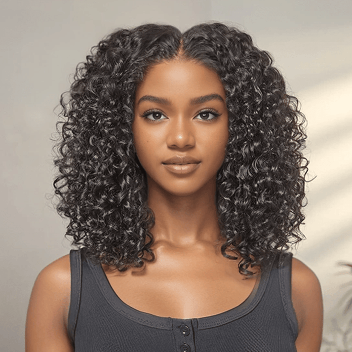 Perfect Volume Elasticity Glueless 4x4 Bob Highlights Ombre Brown/Black Color Curly Wig