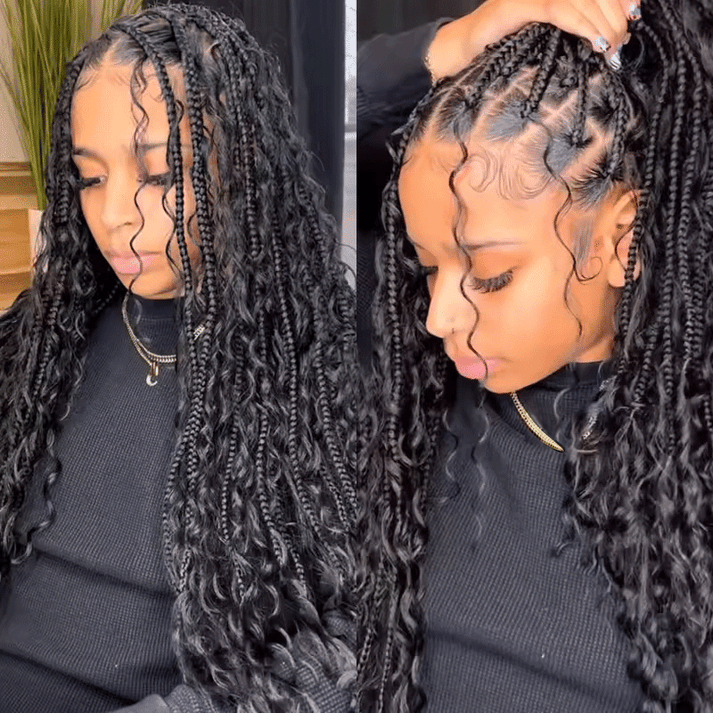 36 Inch Bohemian Braided Full Lace With Baby Hair Premium Synthetic Wig