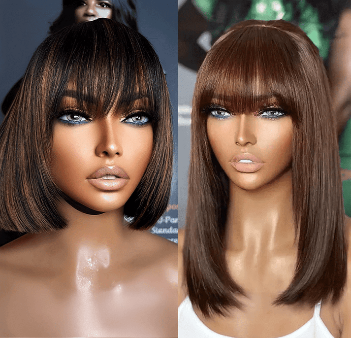 2 𝑭𝑶𝑹 $99🔥 Glueless Summer Essential Silky Bob Easy To Style Straight Wig With Bangs