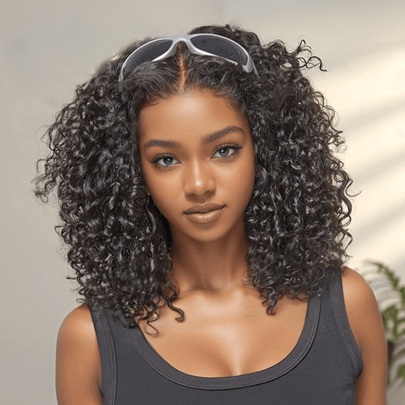Perfect Volume Elasticity Glueless 4x4 Bob Highlights Ombre Brown/Black Color Curly Wig