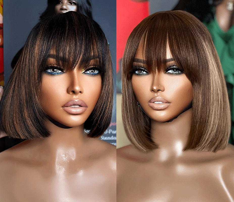 2 𝑭𝑶𝑹 $99🔥 Glueless Summer Essential Silky Bob Easy To Style Straight Wig With Bangs