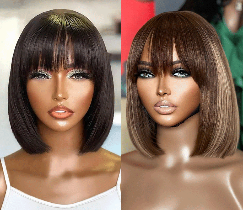 2 𝑭𝑶𝑹 $99🔥 Glueless Summer Essential Silky Bob Easy To Style Straight Wig With Bangs