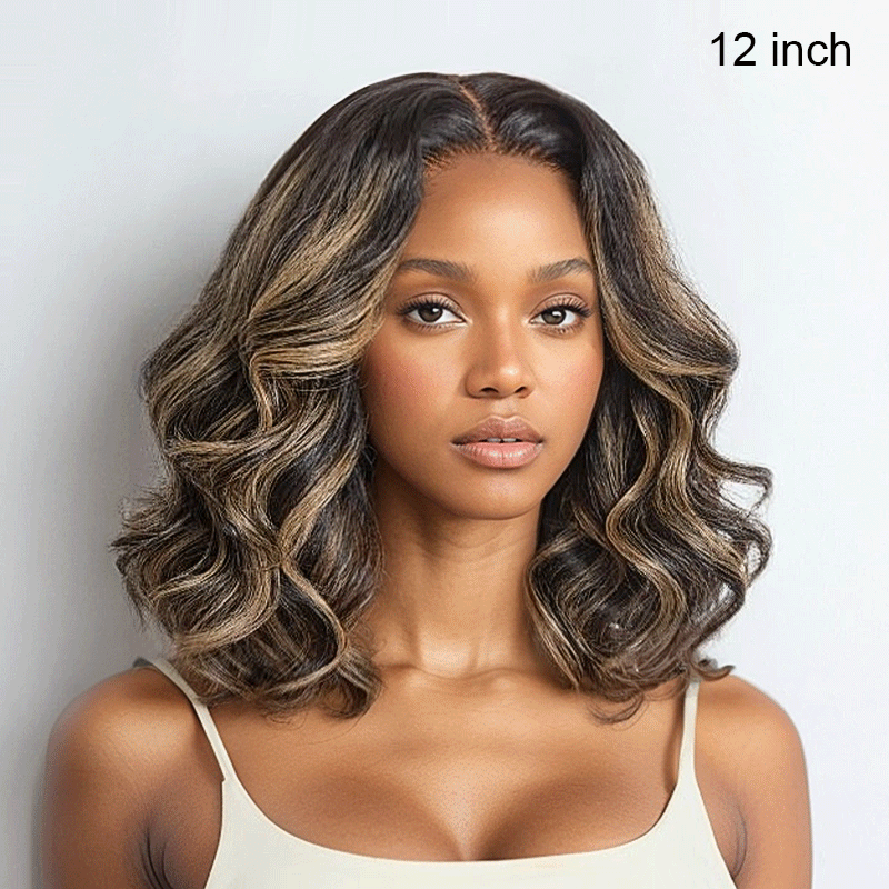 Blonde Highlight Color 5x5 Transparent Glueless Adjustable Cap Loose Wave Wig