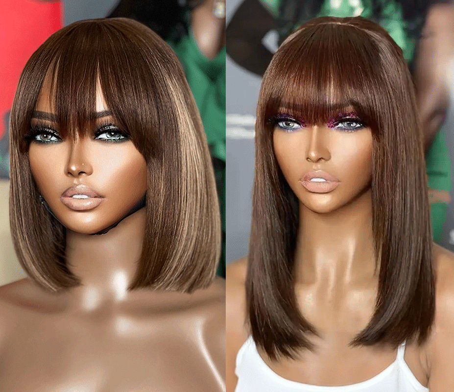 2 𝑭𝑶𝑹 $99🔥 Glueless Summer Essential Silky Bob Easy To Style Straight Wig With Bangs