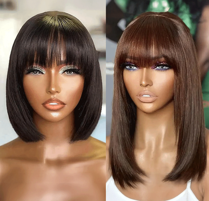 2 𝑭𝑶𝑹 $99🔥 Glueless Summer Essential Silky Bob Easy To Style Straight Wig With Bangs