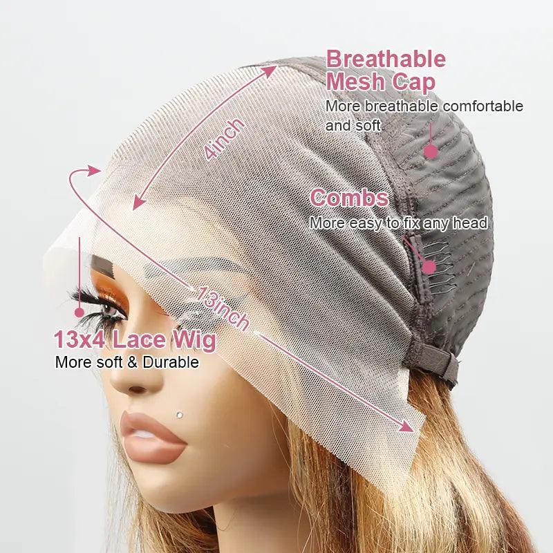 13x4 Straight Highlight Lace Front Bob Wig Human Hair 200% Density - SHINE HAIR WIG
