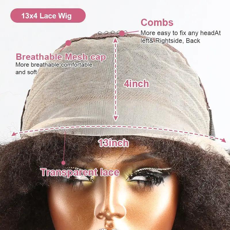 13x4 Super Afro Kinky Curly Bob Wig Lace Frontal Wig - SHINE HAIR WIG