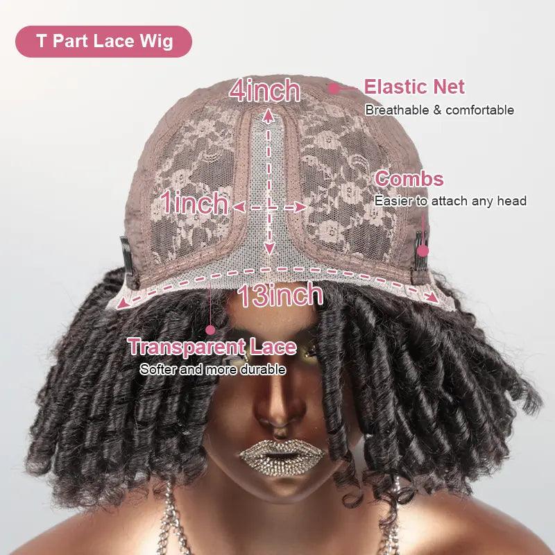 13x4 T Part Juicy Coils Lace Frontal Curly Short Bob Wig Human Hair