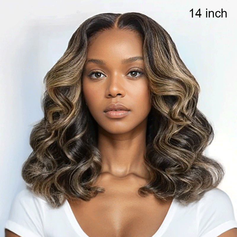 Blonde Highlight Color 5x5 Transparent Glueless Adjustable Cap Loose Wave Wig