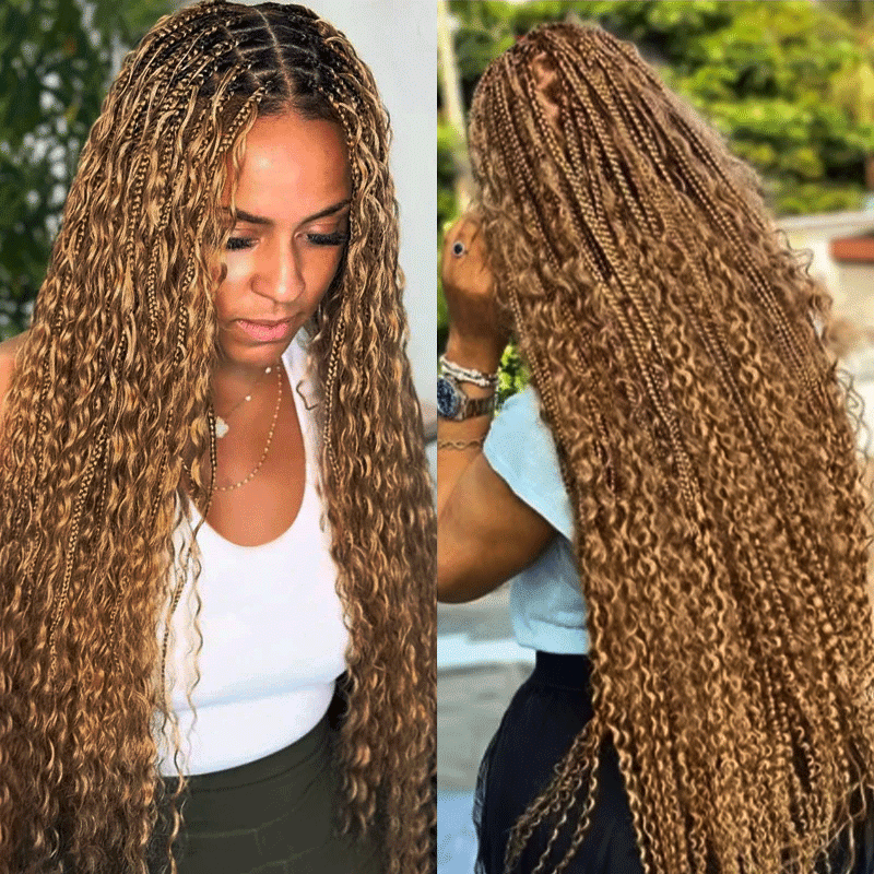 Extension Bulk Hair For Bohemian Braiding Honey Blond Color Deep Curly Human Hair