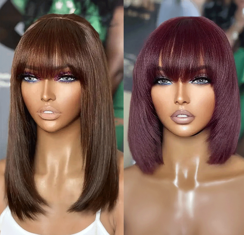 2 𝑭𝑶𝑹 $99🔥 Glueless Summer Essential Silky Bob Easy To Style Straight Wig With Bangs