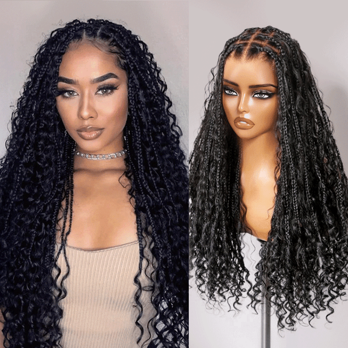 36 Inch Bohemian Braided Full Lace With Baby Hair Premium Synthetic Wig