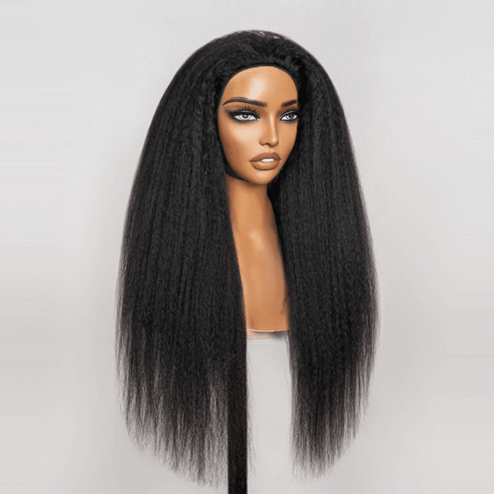 4 In 1 Half Wig Deep Curly/Yaki Straight Flexi-Fit Drawstring 250% Density