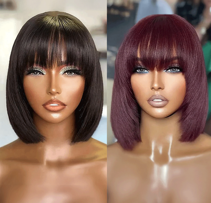 2 𝑭𝑶𝑹 $99🔥 Glueless Summer Essential Silky Bob Easy To Style Straight Wig With Bangs