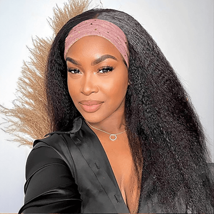 4 In 1 Half Wig Deep Curly/Yaki Straight Flexi-Fit Drawstring 250% Density