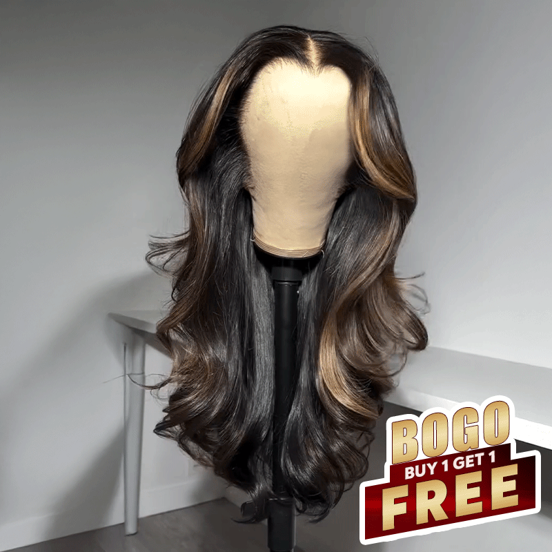 ๐๐ฎ๐ฒ ๐ ๐๐๐ญ ๐ ๐
๐ซ๐๐๐ฅ Luxury 13x4 Glueless Layered Highlight Wavy Wig Human Hair Wear Go 250% Density
