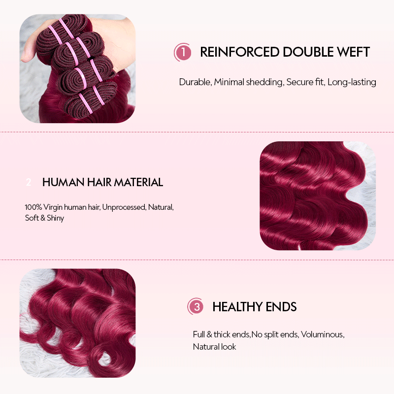 99J Body Wave Bundles Virgin Brazilian Human Hair Extensions