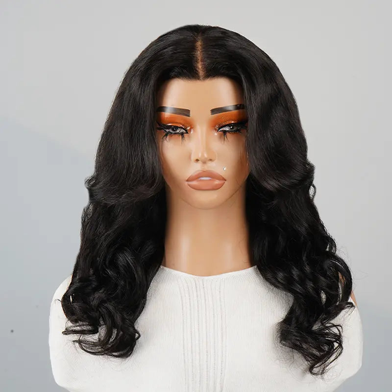 7x5 13x4 Glueless Wear & Go Designer Layered Curtain Bangs Wavy Wig