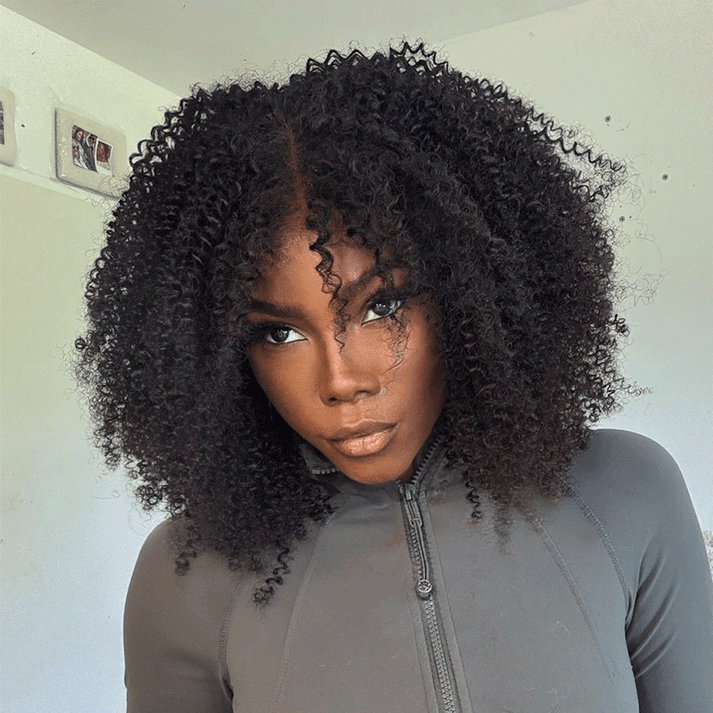 Go Natural Ease Soft Kinky Curly 4x4 Glueless Bob Wig Human Hair 250 Density
