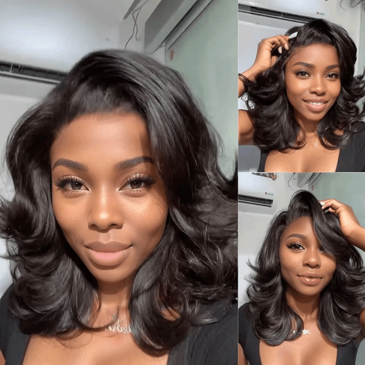 Glueless Layered Effortless Lace 300% Density Bob Soft & Voluminous 5x5 Glueless Wavy Wig