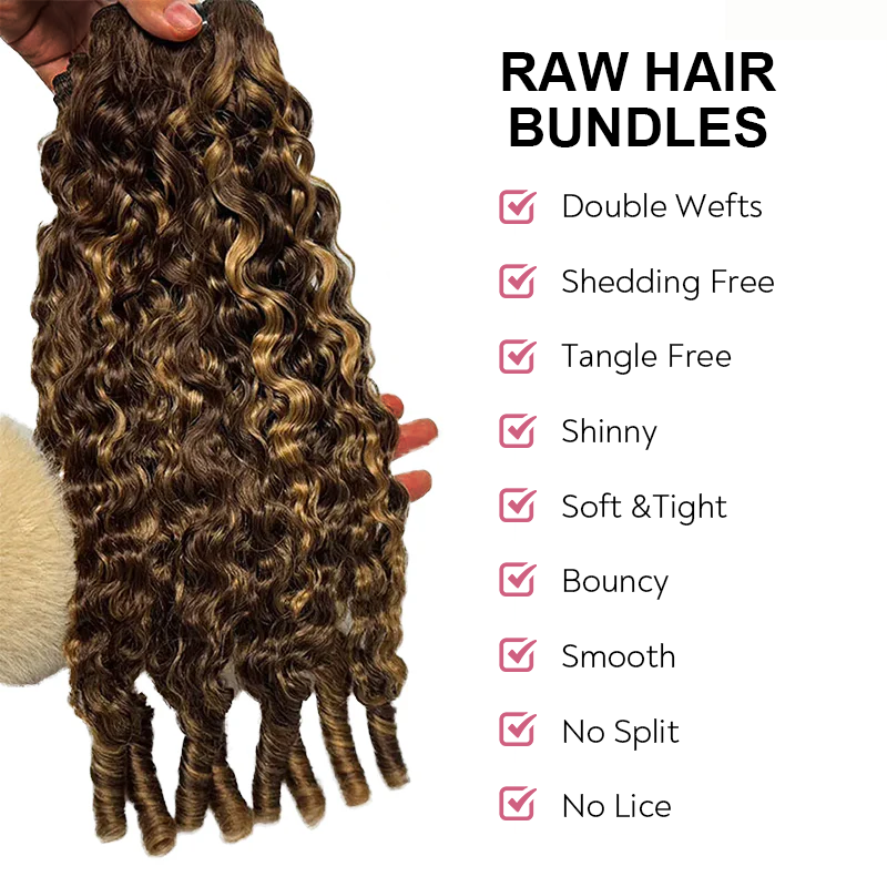 Burmese Curly Hair Extensions Highlight Color 100% Natural Unprocessed Raw Weave