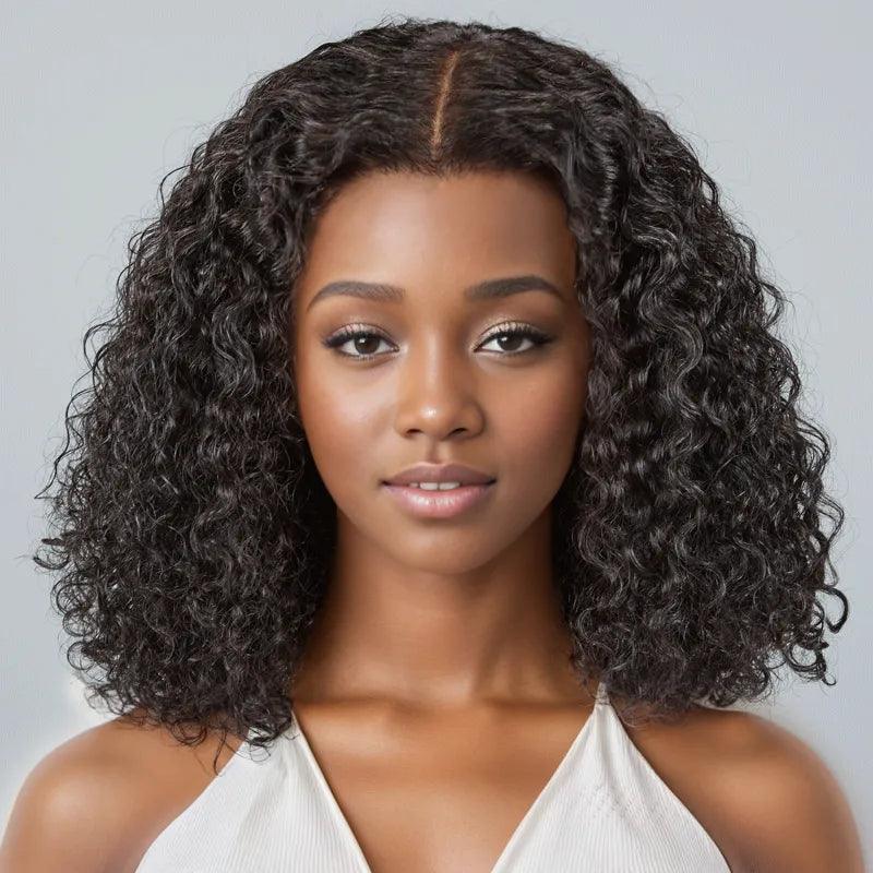 7x5 13x4 Glueless Bouncy Bob Wig Pre-bleached Knots Curly Human Hair