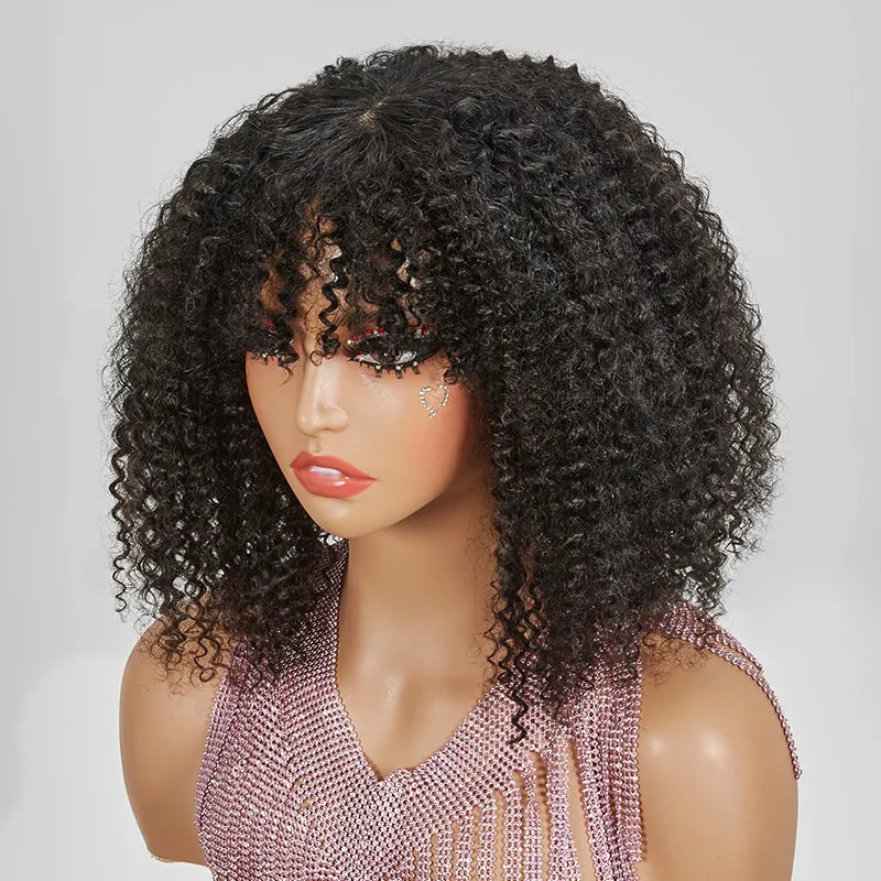 For Beginners Glueless Kinky Curly Wear Go Bob Wig With Bangs
