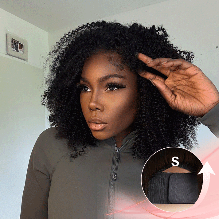 Go Natural Ease Soft Kinky Curly 4x4 Glueless Bob Wig Human Hair 250 Density