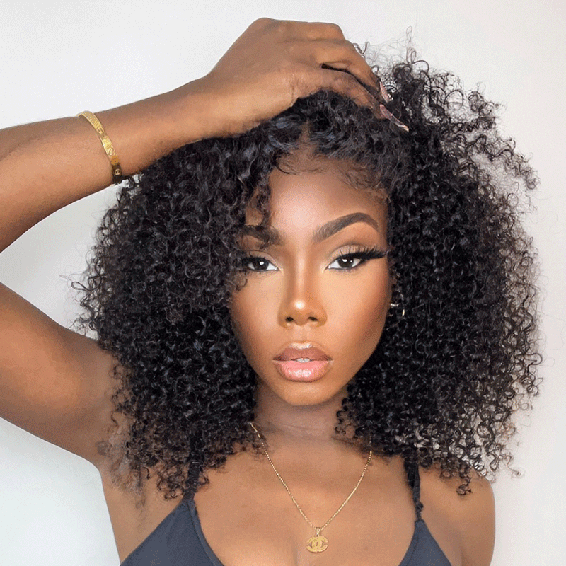 ๐๐ฎ๐ฒ ๐ ๐๐๐ญ ๐ ๐
๐ซ๐๐๐ฅ9x6 Glueless Bob Kinky Curly Human Hair Wig