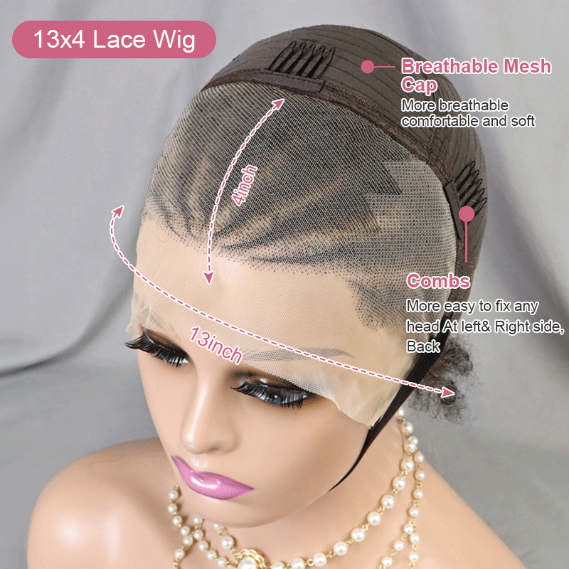 Shine Hair 13x4 Lace Frontal Afro Curly 5 Colors Bob Braided Hair Wig Human Hair