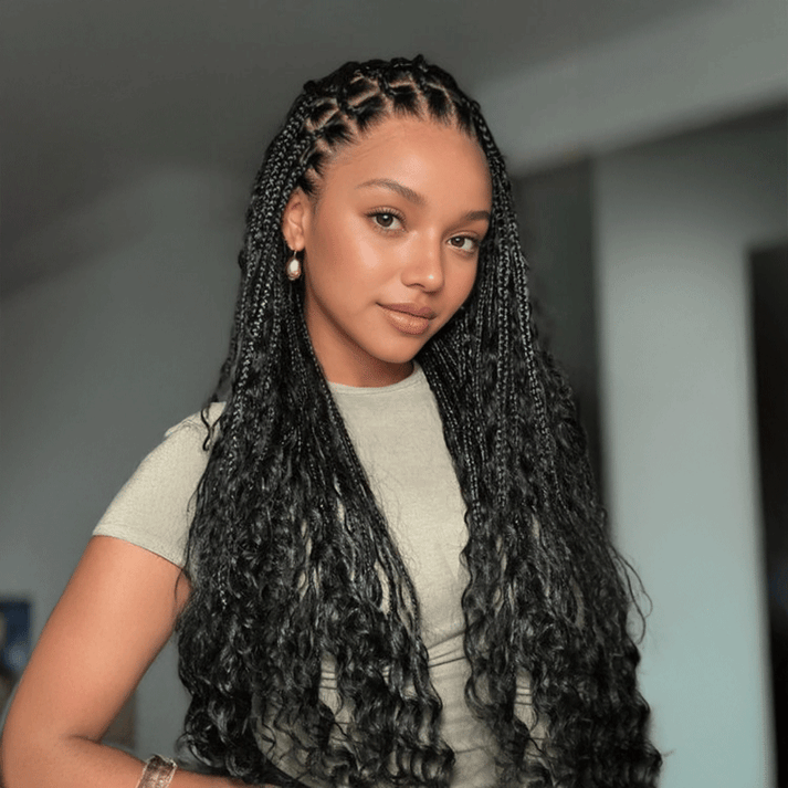 36 Inch Bohemian Braided Full Lace With Baby Hair Premium Synthetic Wig