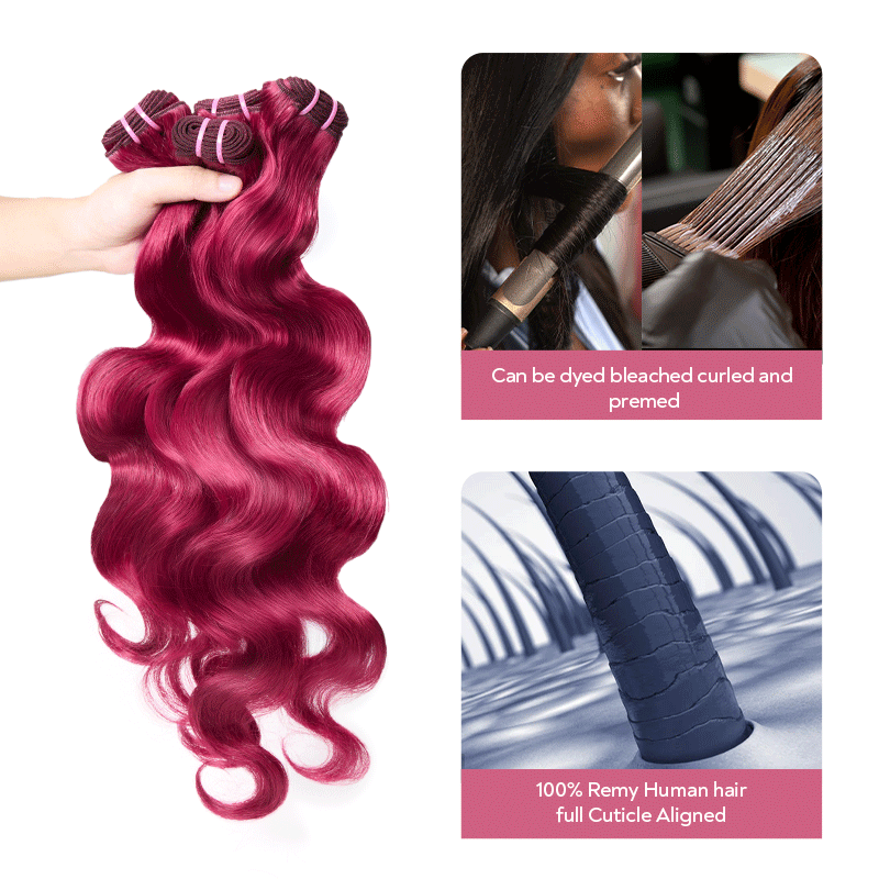 99J Body Wave Bundles Virgin Brazilian Human Hair Extensions