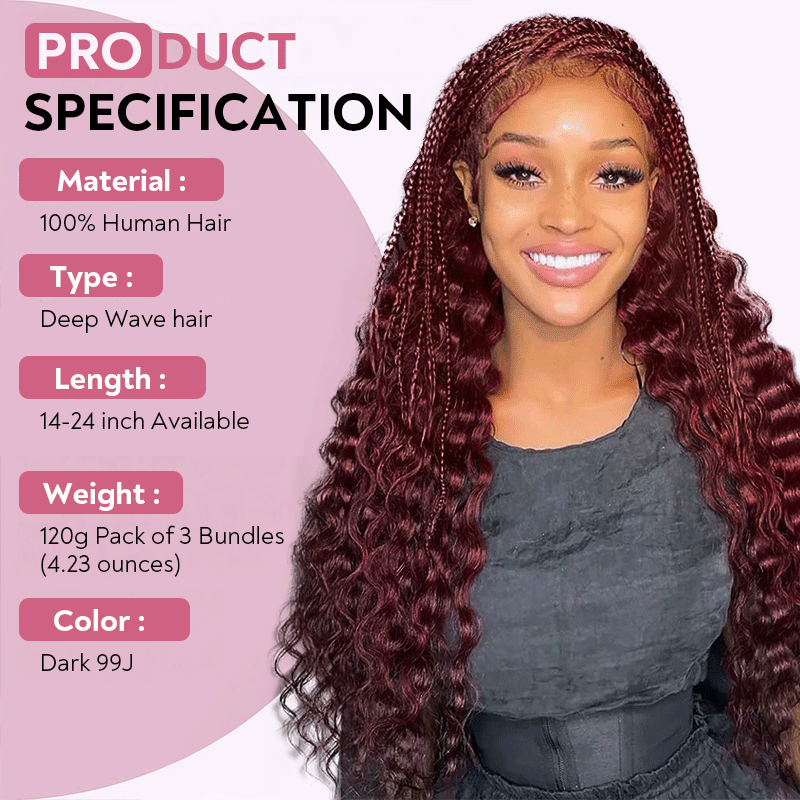 Extension Bulk Hair For Bohemian Braiding Dark 99J Color Deep Curly Human Hair