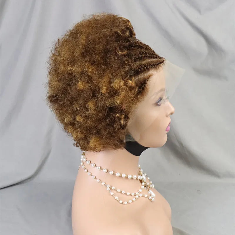 Shine Hair 13x4 Lace Frontal Afro Curly 5 Colors Bob Braided Hair Wig Human Hair