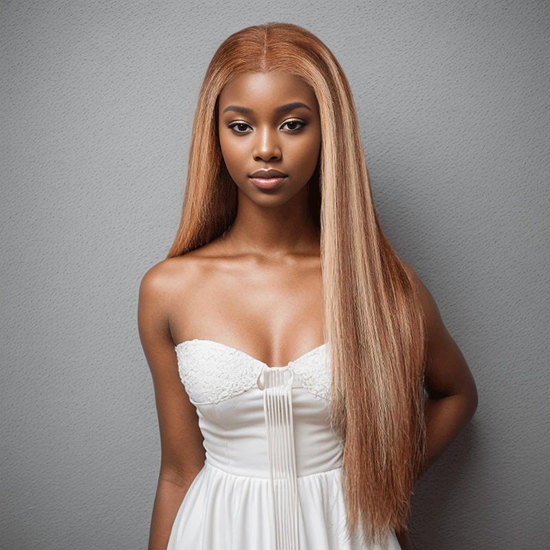 7x5 13x4 Glueless Blonde Highlight Wig Straight Human Hair