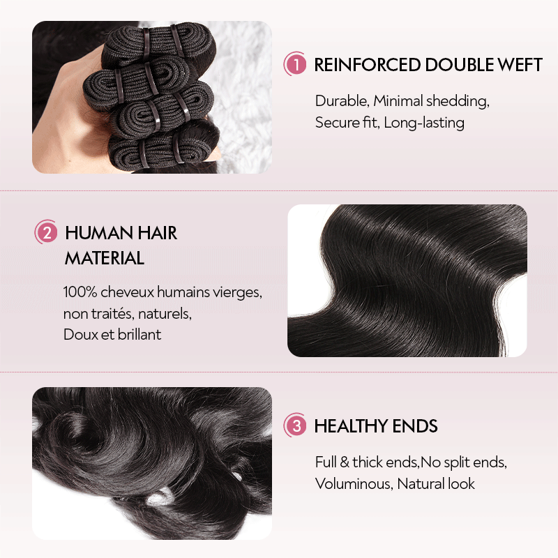 Natural Body Wave Bundles Virgin Brazilian Human Hair Extensions