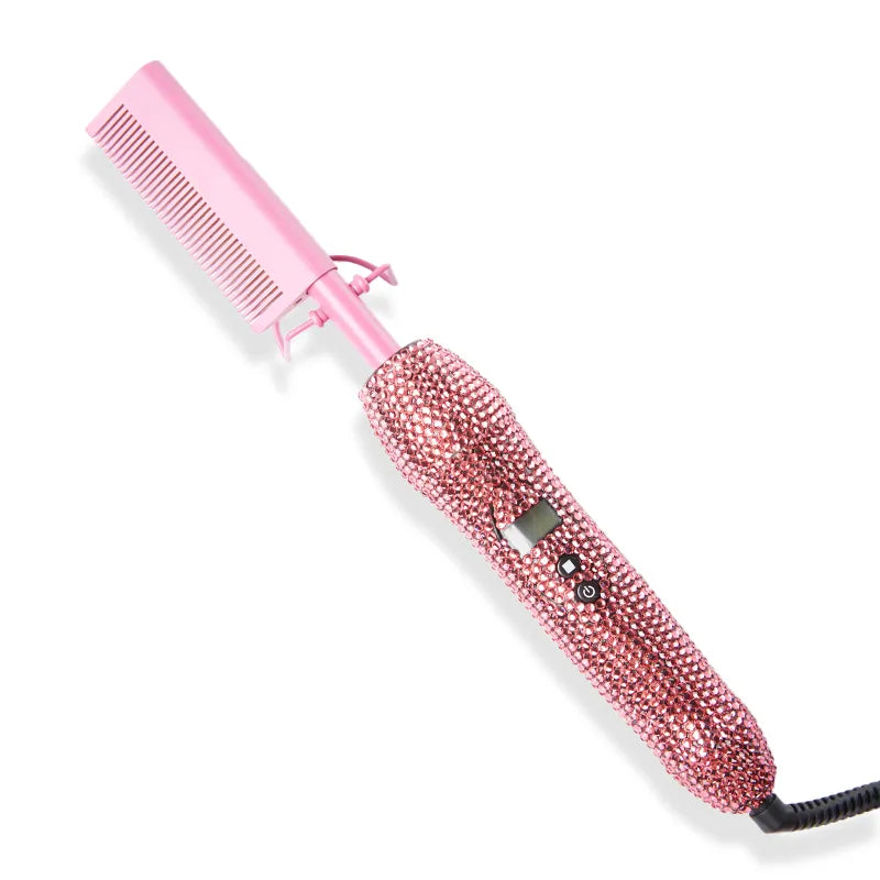 SHINE Electric Hair Straightener Comb with Diamonds 30s Fast Heating & Adjustable Temperature