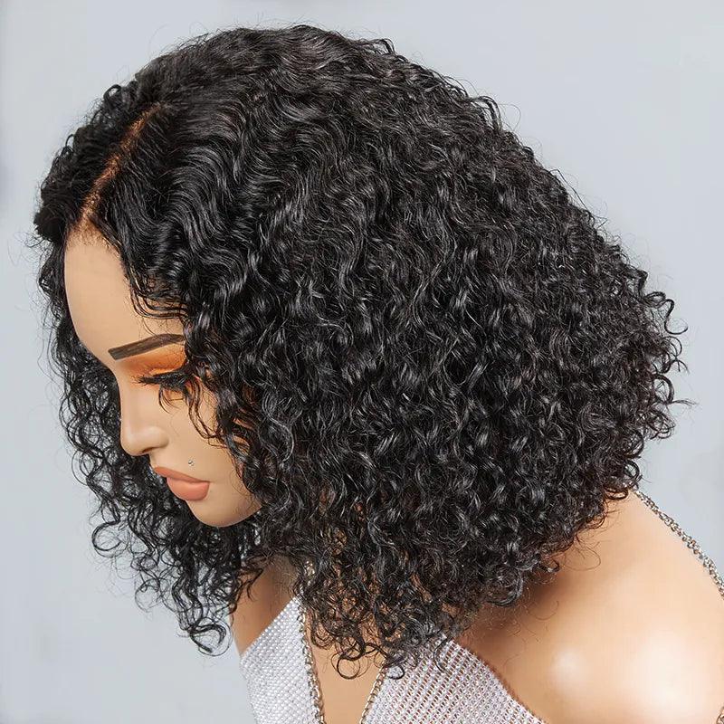 7x5 13x4 Glueless Bouncy Bob Wig Pre-bleached Knots Curly Human Hair