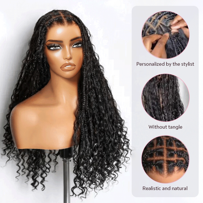 36 Inch Bohemian Braided Full Lace With Baby Hair Premium Synthetic Wig