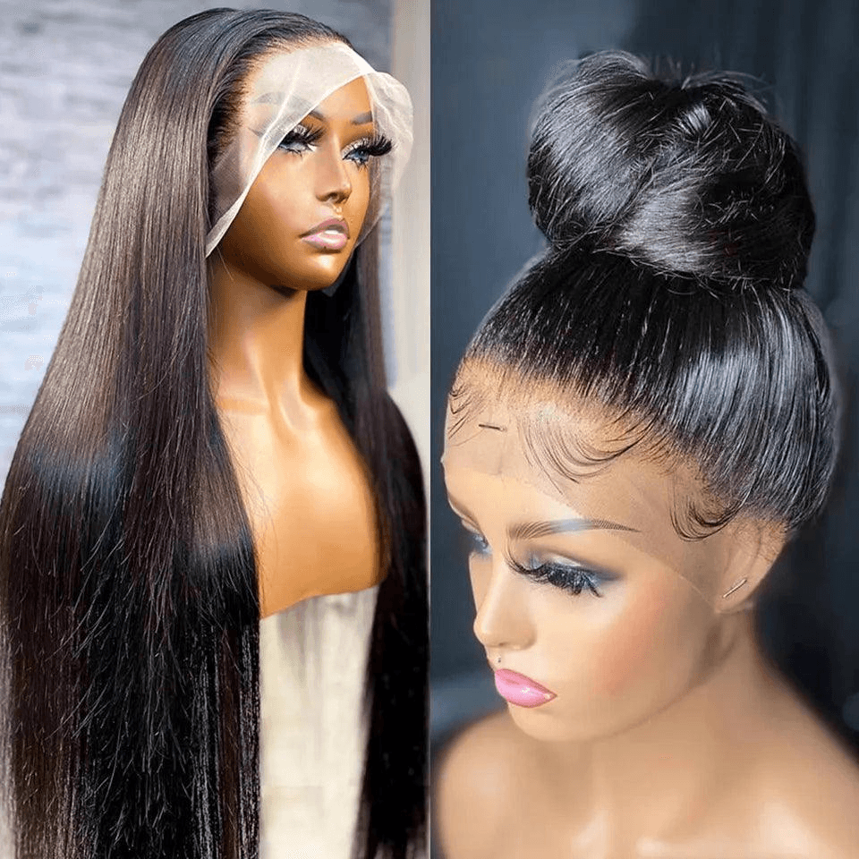 360 Lace Frontal Wig Straight Invisible Flexi-Fit Drawstring Cap Virgin Human Hair