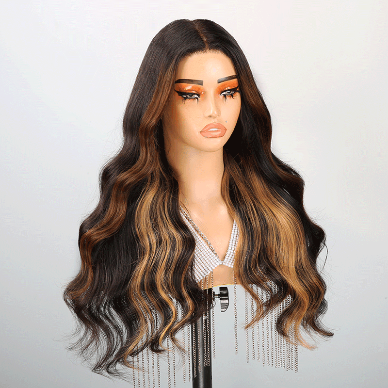 7x5 13x4 Chic Glueless Blonde Highlight Body Wave Frontal Wig
