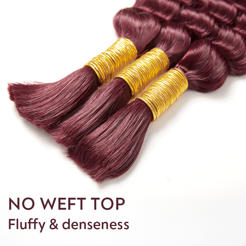 Extension Bulk Hair For Bohemian Braiding Dark 99J Color Deep Curly Human Hair