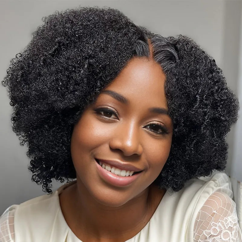7x5 13x4 Glueless Natural Bouncy Bob Jerry Curl Human Hair Wig