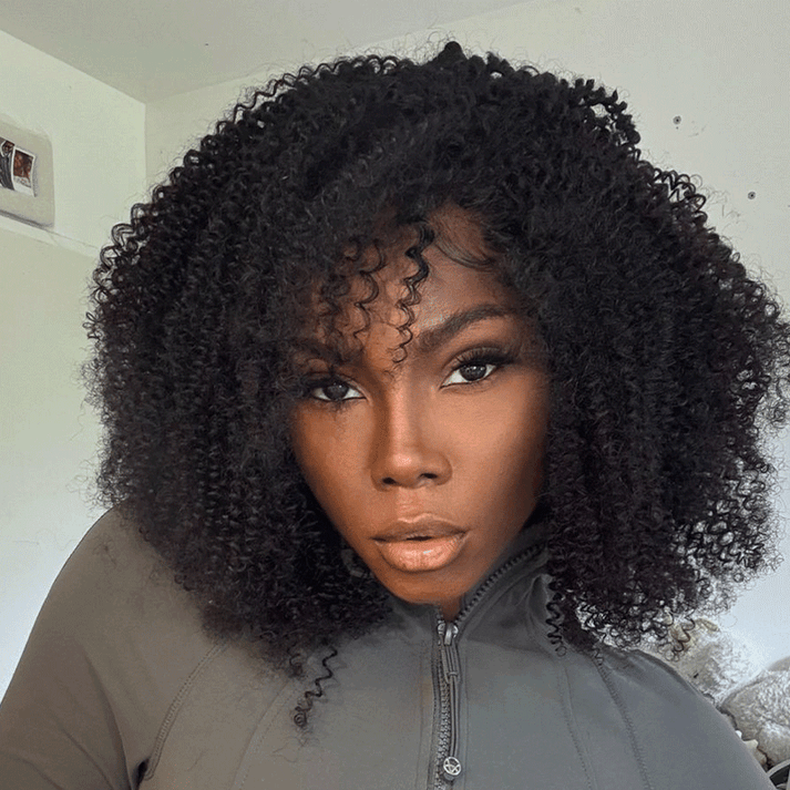 Go Natural Ease Soft Kinky Curly 4x4 Glueless Bob Wig Human Hair 250 Density