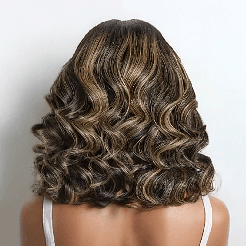 Blonde Highlight Color 5x5 Transparent Glueless Adjustable Cap Loose Wave Wig