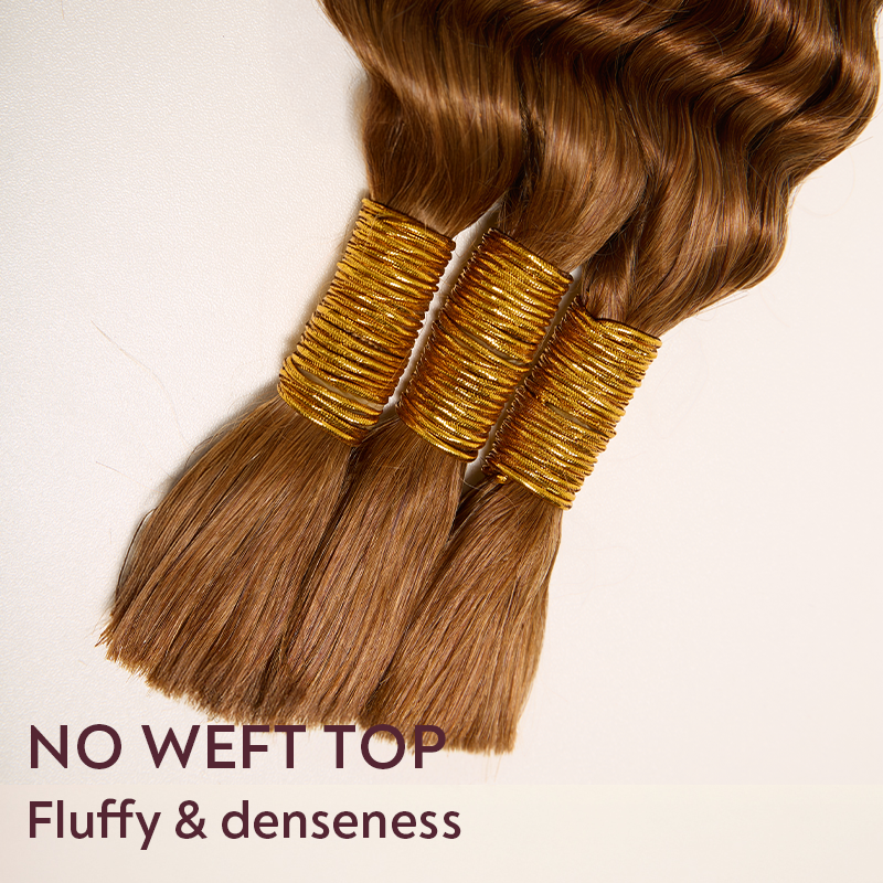 Extension Bulk Hair For Bohemian Braiding Medium Brown Color Deep Curly Human Hair