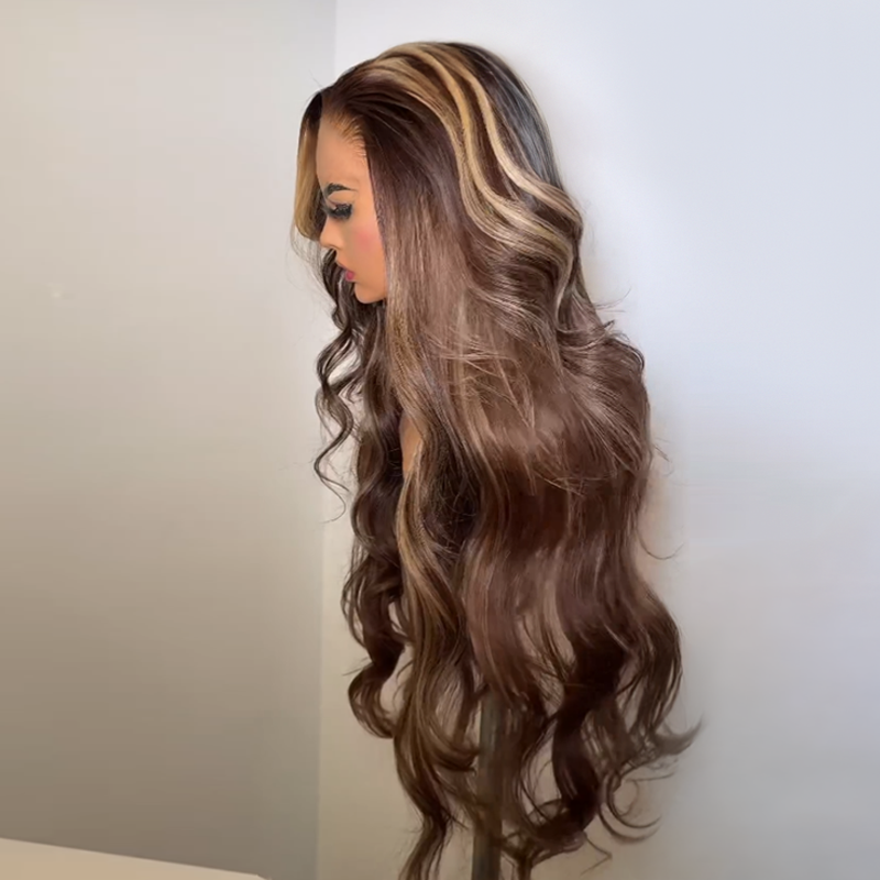 Splendid 13x4 Glueless Highlight Color Wig Body Wave Human Hair