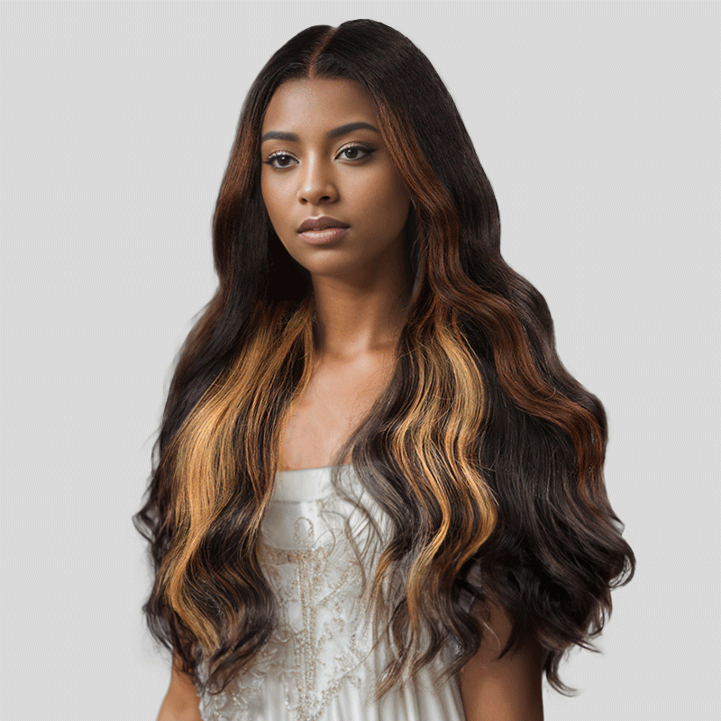 7x5 13x4 Chic Glueless Blonde Highlight Body Wave Frontal Wig