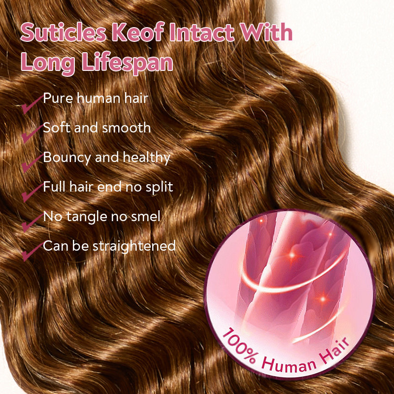 Extension Bulk Hair For Bohemian Braiding Medium Brown Color Deep Curly Human Hair