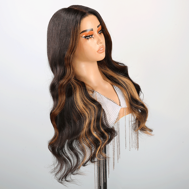 7x5 13x4 Chic Glueless Blonde Highlight Body Wave Frontal Wig